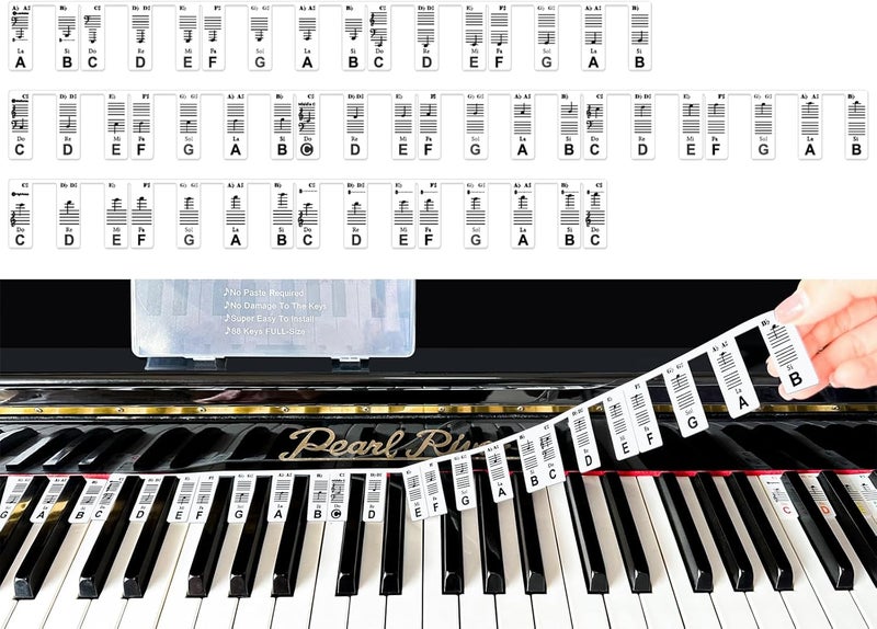 JYCSTE Removable Piano Keyboard Note Labels, Silicone Piano Notes Stickers Guide for Beginner, Reusable 88 Key Full Size Piano Key Music Notes Letter Label - Image 4